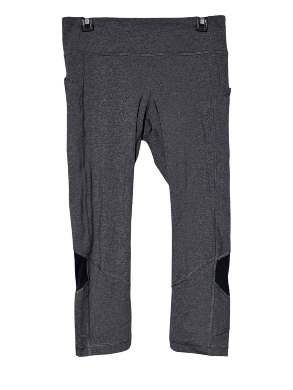 Lululemon Cropped Leggings Capris Women Size 8 Gray Black Workout Athletic Sport